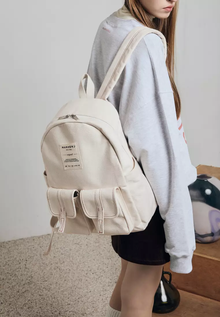 Jual Marhen J MARK L Canvas Backpack Ivory Original 2026 | ZALORA ...