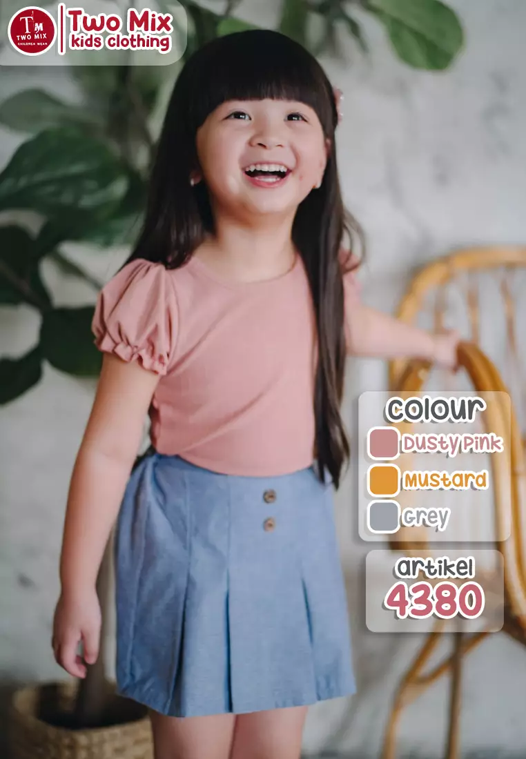 Two Mix - Baju Setelan Anak Perempuan Lucu - Bella One Set Anak Cewek 1-6 Tahun 4380 Dusty Pink