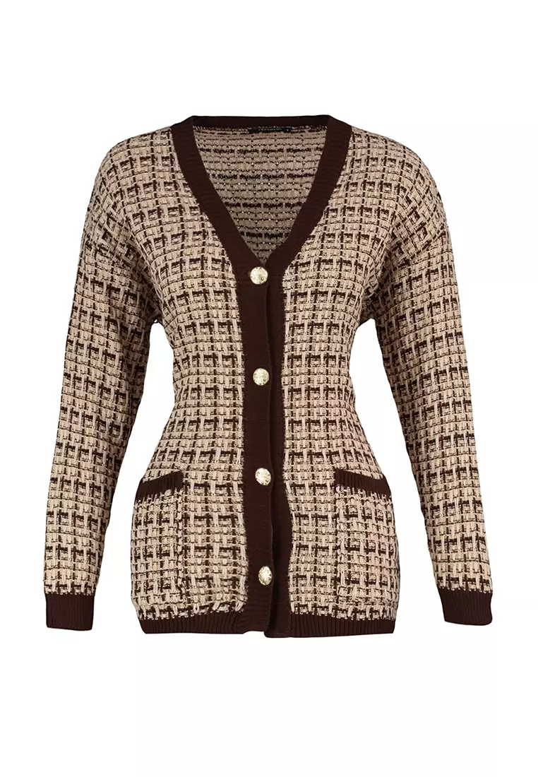 Tweed Look Knit Cardigan