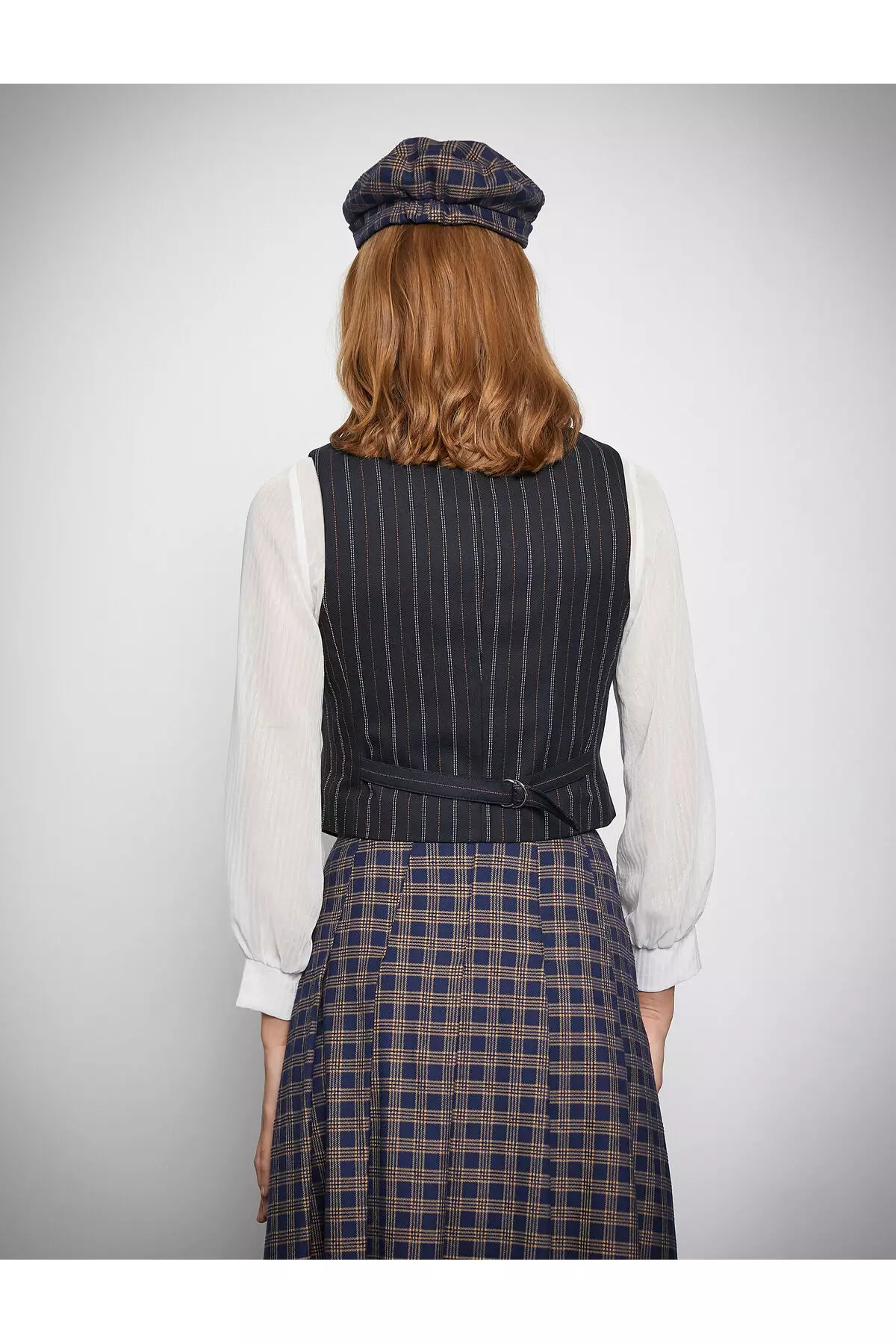 Striped U-Neck Crop Blazer Vest