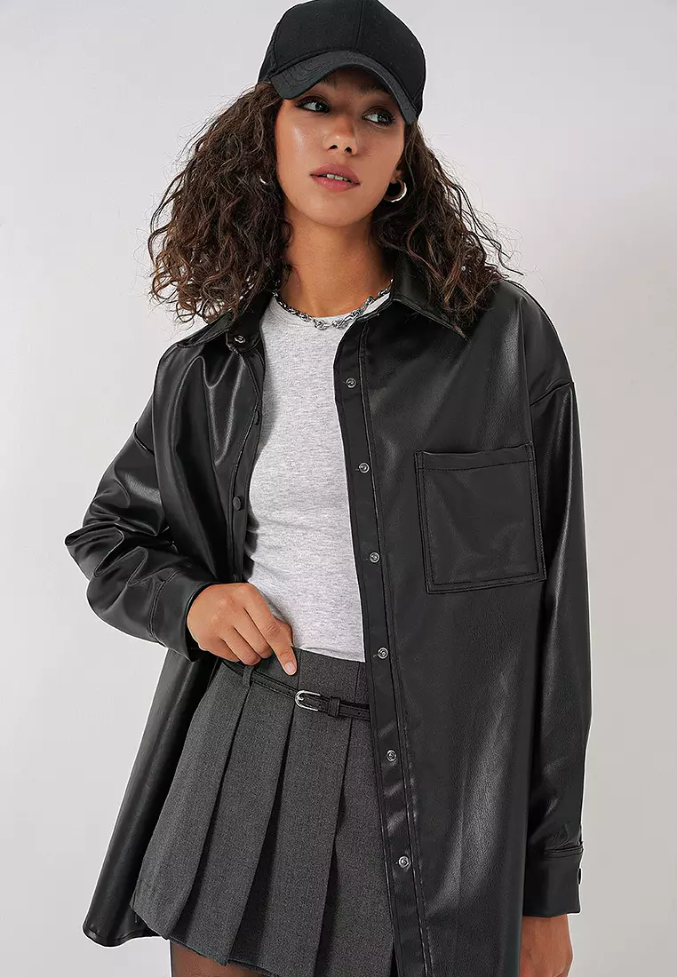 Buy Bigdart Oversize Faux Leather Shirt Online | ZALORA Malaysia