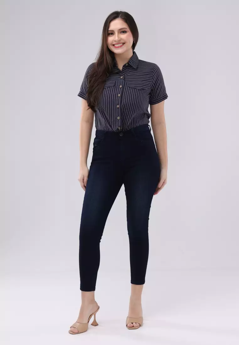 Denim Long Pants Mid Rise Slim Fit