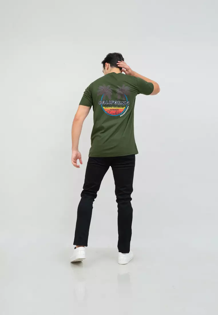 kaos pria lengan pendek california hijau army size jumbo houseofcuff