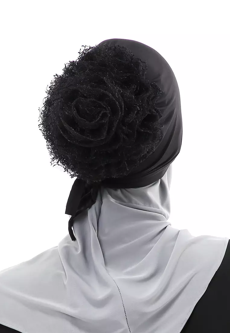 Irna Inner Ciput Muslimah Wanita Motif Polos Relaxed Fit - Black