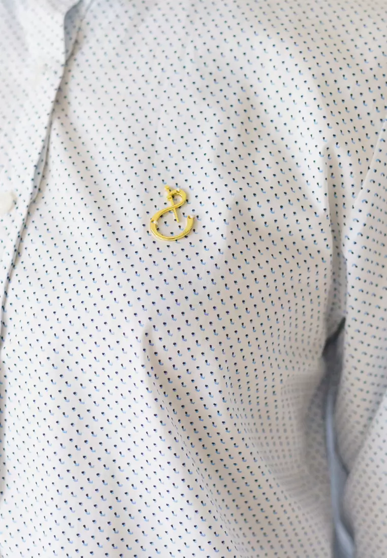 Jenna and Kaia - Athaya Top Blue Dot - Kemeja Wanita Lengan Panjang