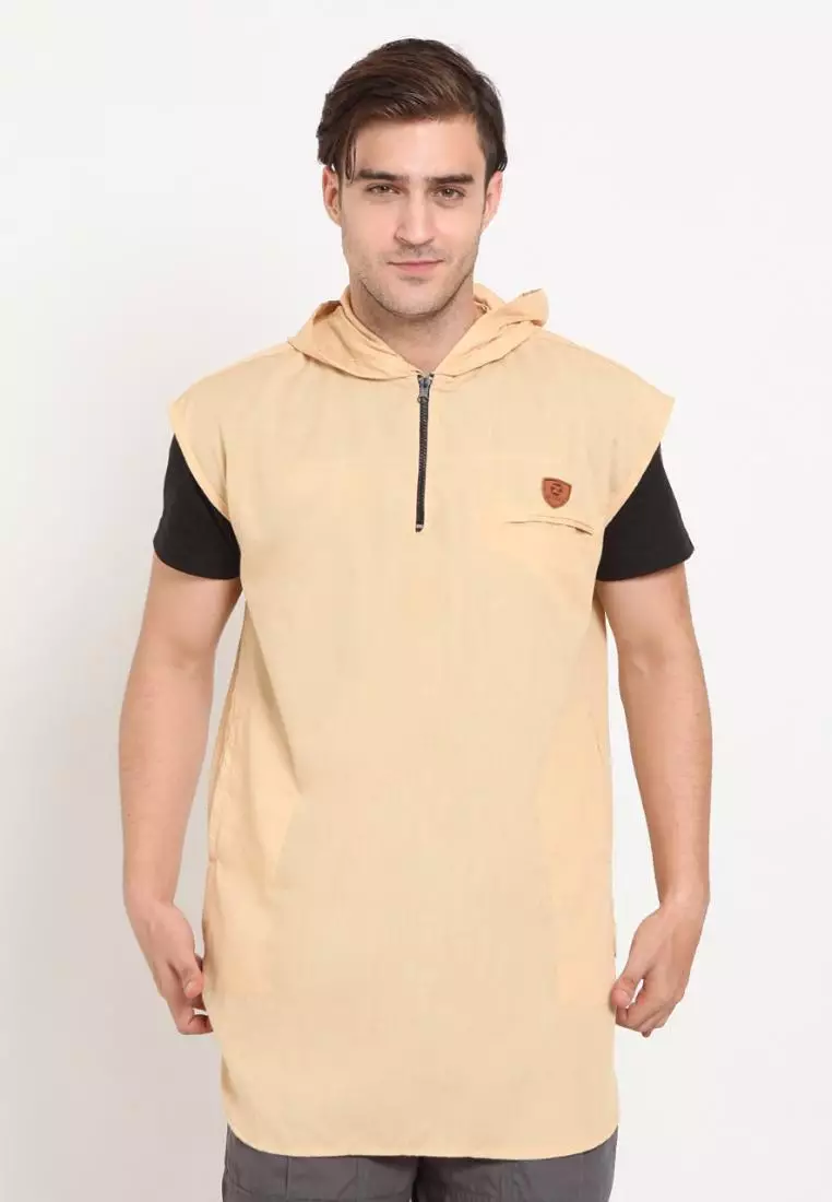 Zayidan Rompi Sholat Hoodie Muslim Pria - Kuning Gading