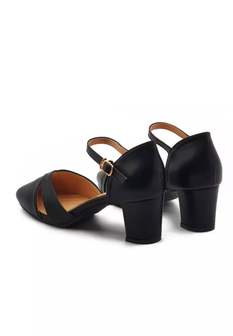 POLO HILL Ladies Ankle Strap Block Heels