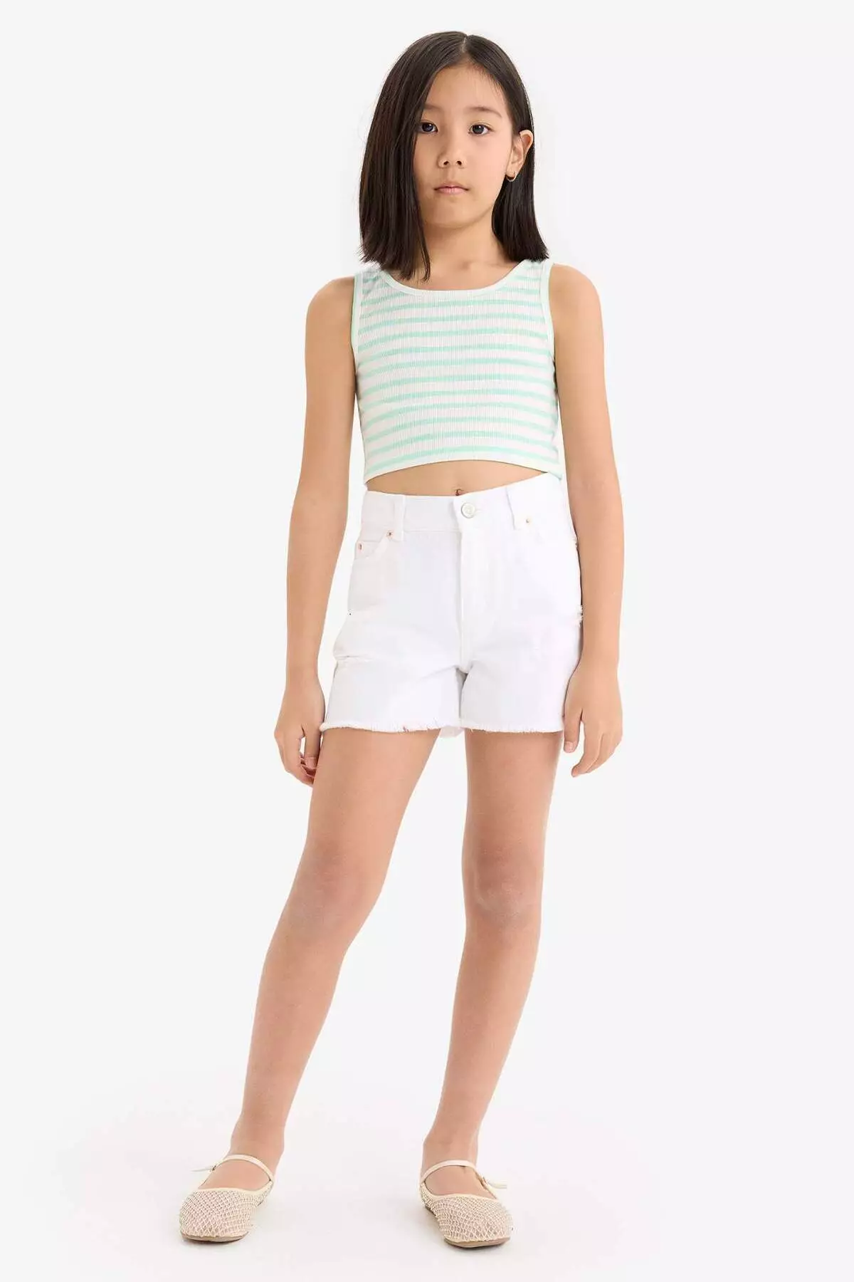 Girl's Crew Neck Striped Undershirt Z7814A625Hs