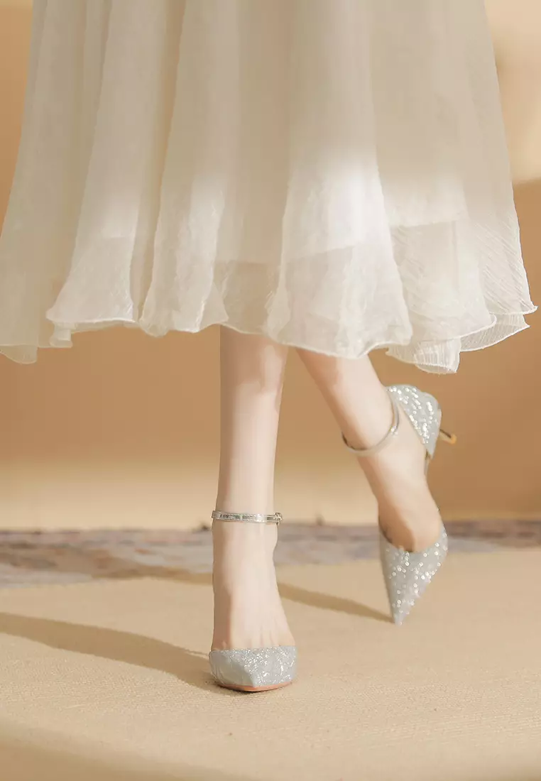 8CM Pointed Ankle Strap High Heel IF82317