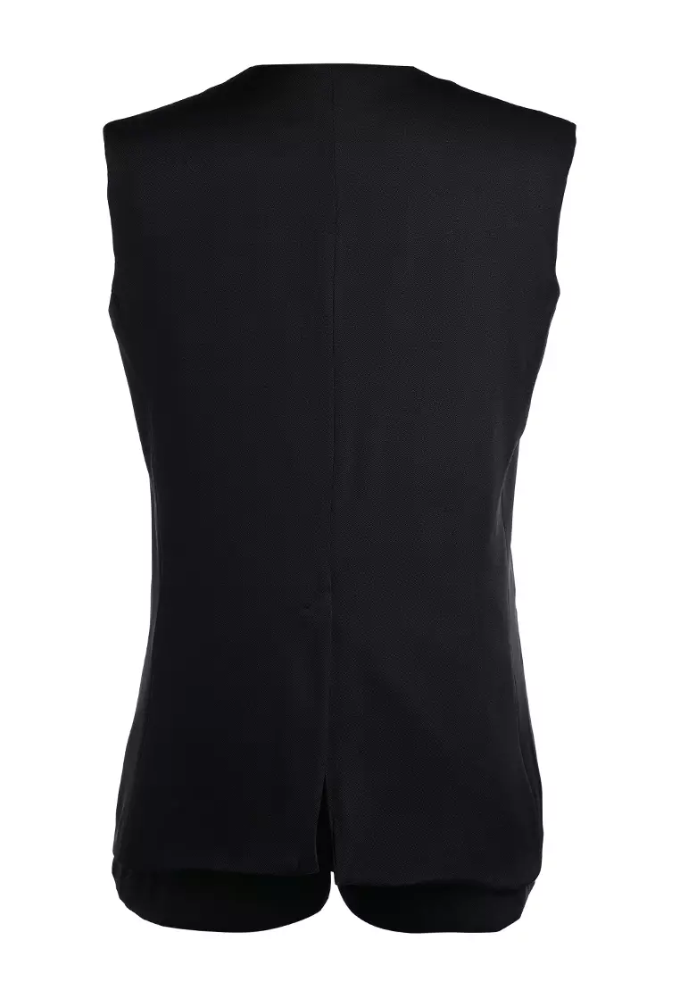 Set Rompi Panjang dan Celana Pendek Lipit Warna Hitam