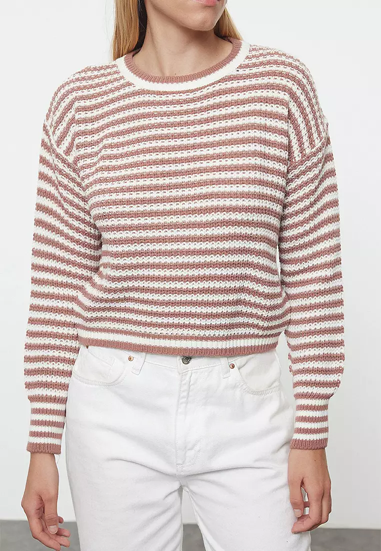 Crop Striped Knitwear Sweater
