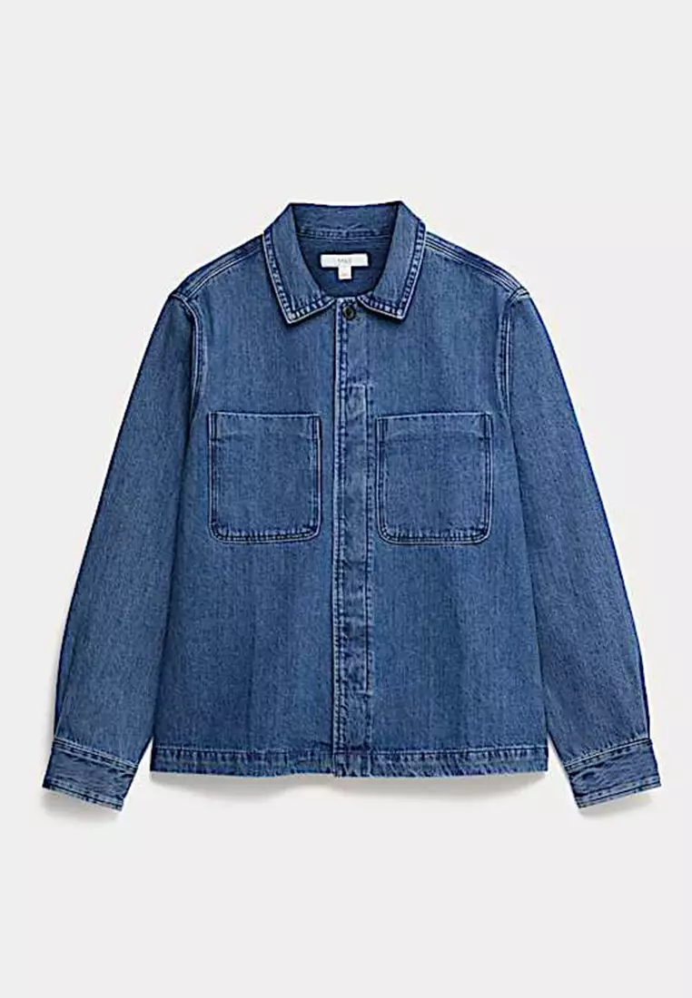 Pure Cotton Denim Overhead Shirt