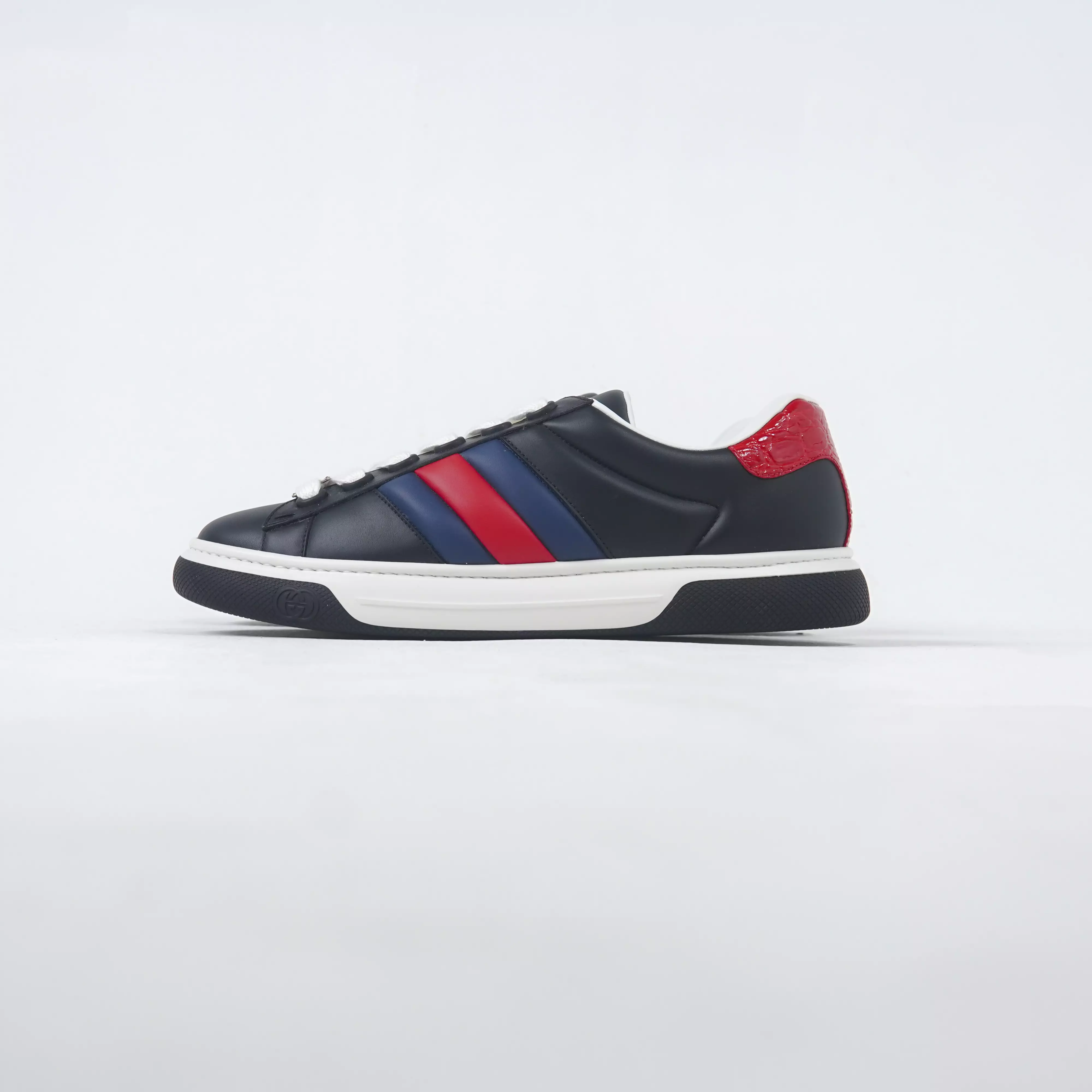Sepatu  GUCCI ACE TRAINER STRIPE RED NAVY BLACK SNEAKER 100% ORIGINAL
