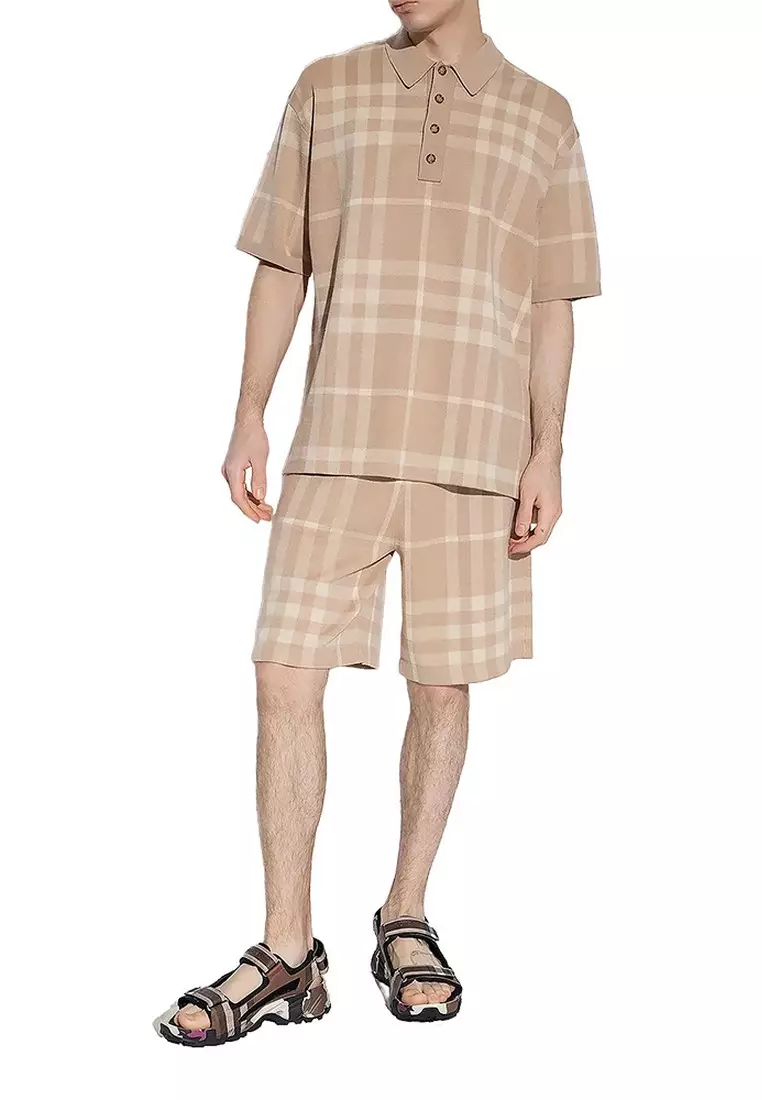 Check Silk Wool Jacquard Polo衫(杏色)