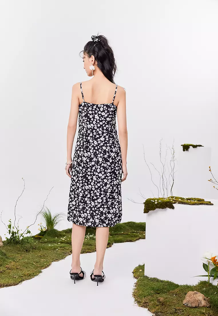 Front Slit Floral Cami Dress