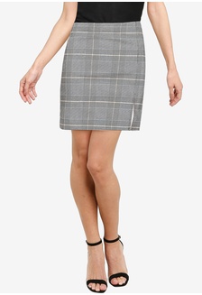 khaki tartan pencil skirt