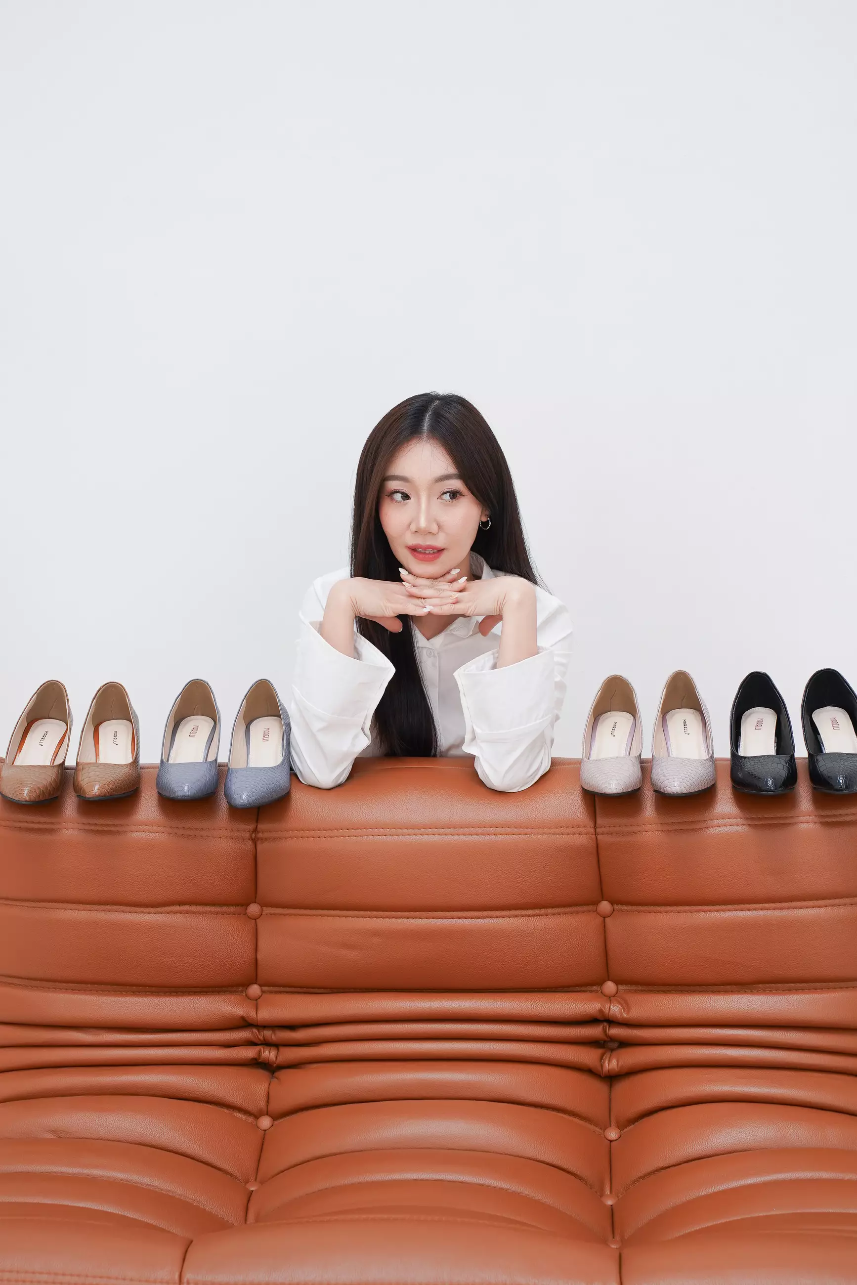 Celine Sepatu Pantofel Wanita Kantor Pumps - Pink purple Croco