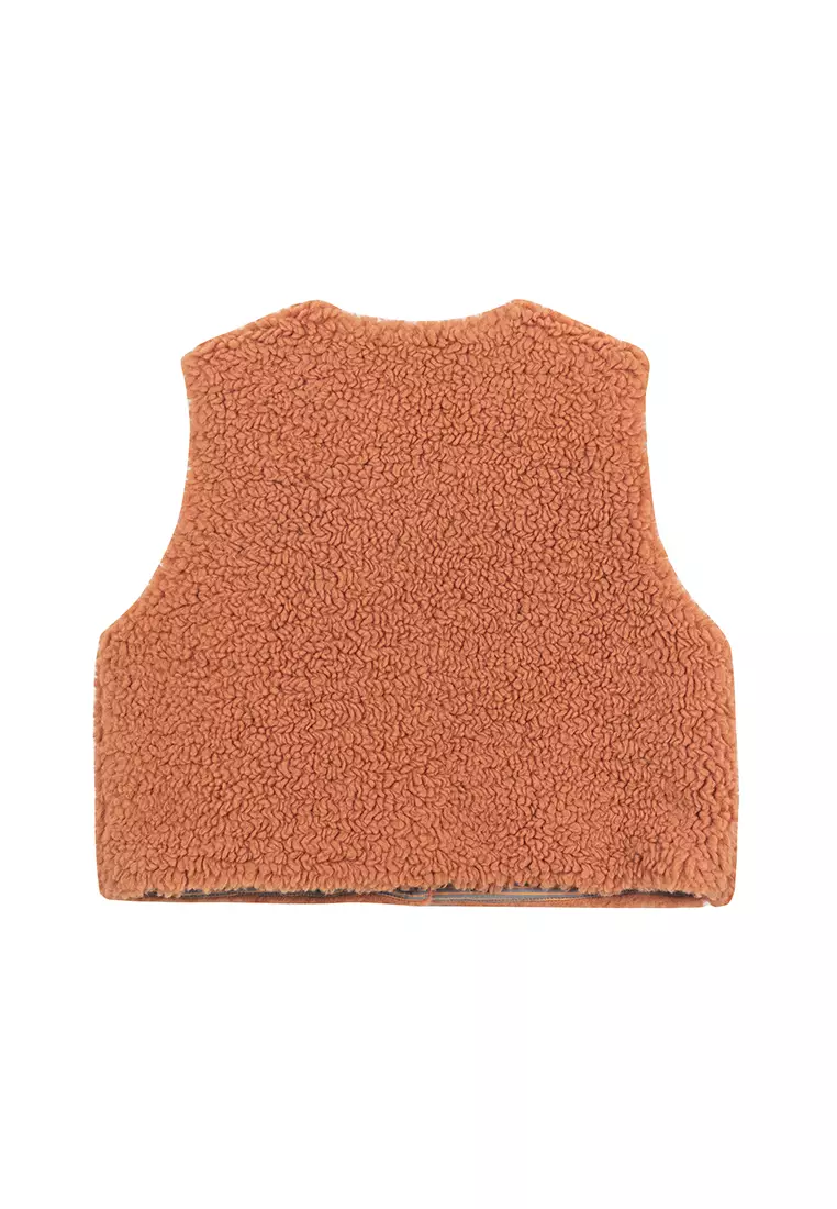 女小童棉马甲水果绣花羊羔毛保暖背心棉袄