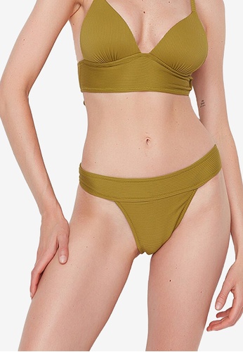 Trendyol green Ribbed Knit Bikini Bottom A20C9US0550D53GS_1