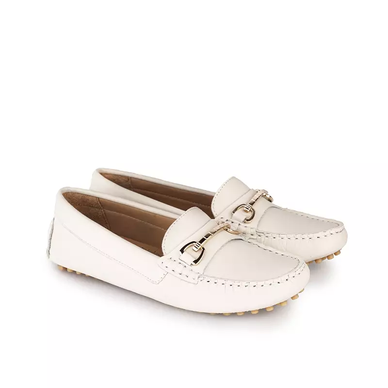 Sepatu Casual Wanita Loafer Moccasin Gino Mariani Elora 2 Bone White