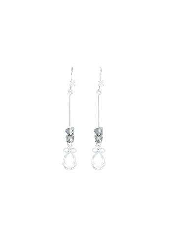 ZITIQUE silver Women's Sweet Bowknot & Water Droplet Hook Earrings - Silver 74C51ACB332076GS_1