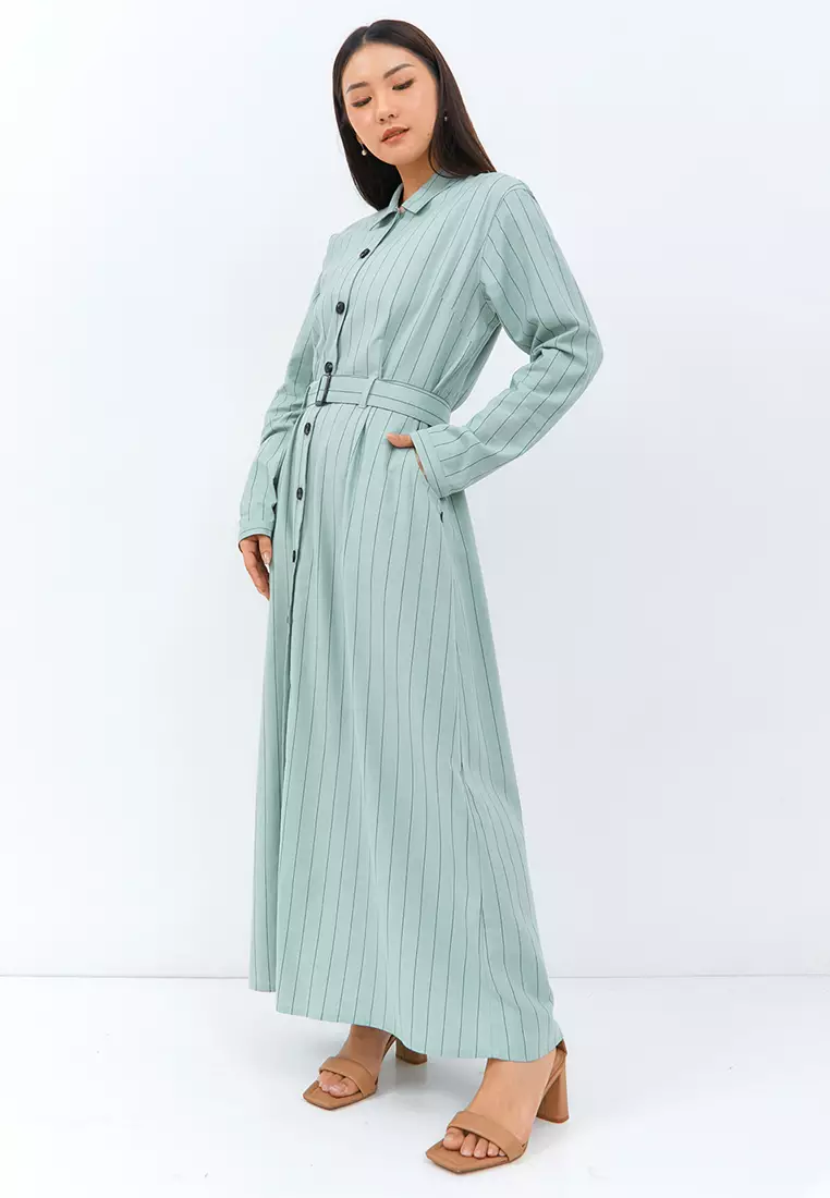 C2 Tulcea Green Dress Wanita