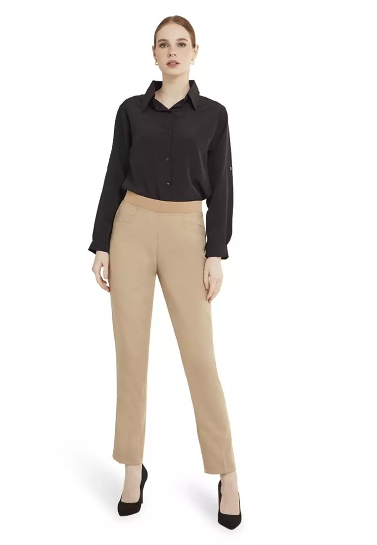 Celana Panjang Long Pants Bawahan Wanita Quality Premium - Latte