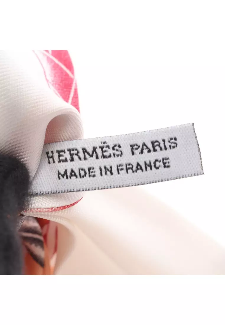 Pre-Loved Hermès Bella scrunchie hair accessory silk coral orange multicolor