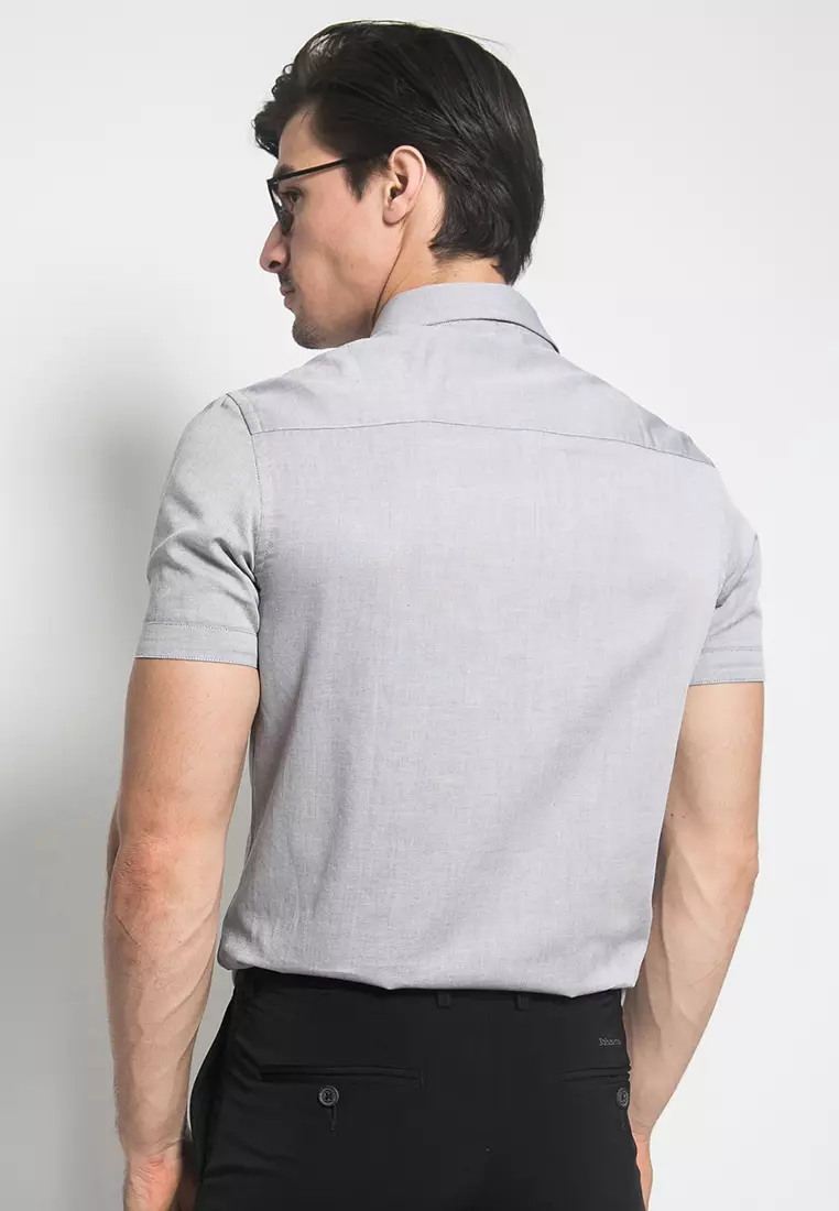 Johnwin - Kemeja Formal - Lengan Pendek - Abu - Slim Fit - K392.836.C