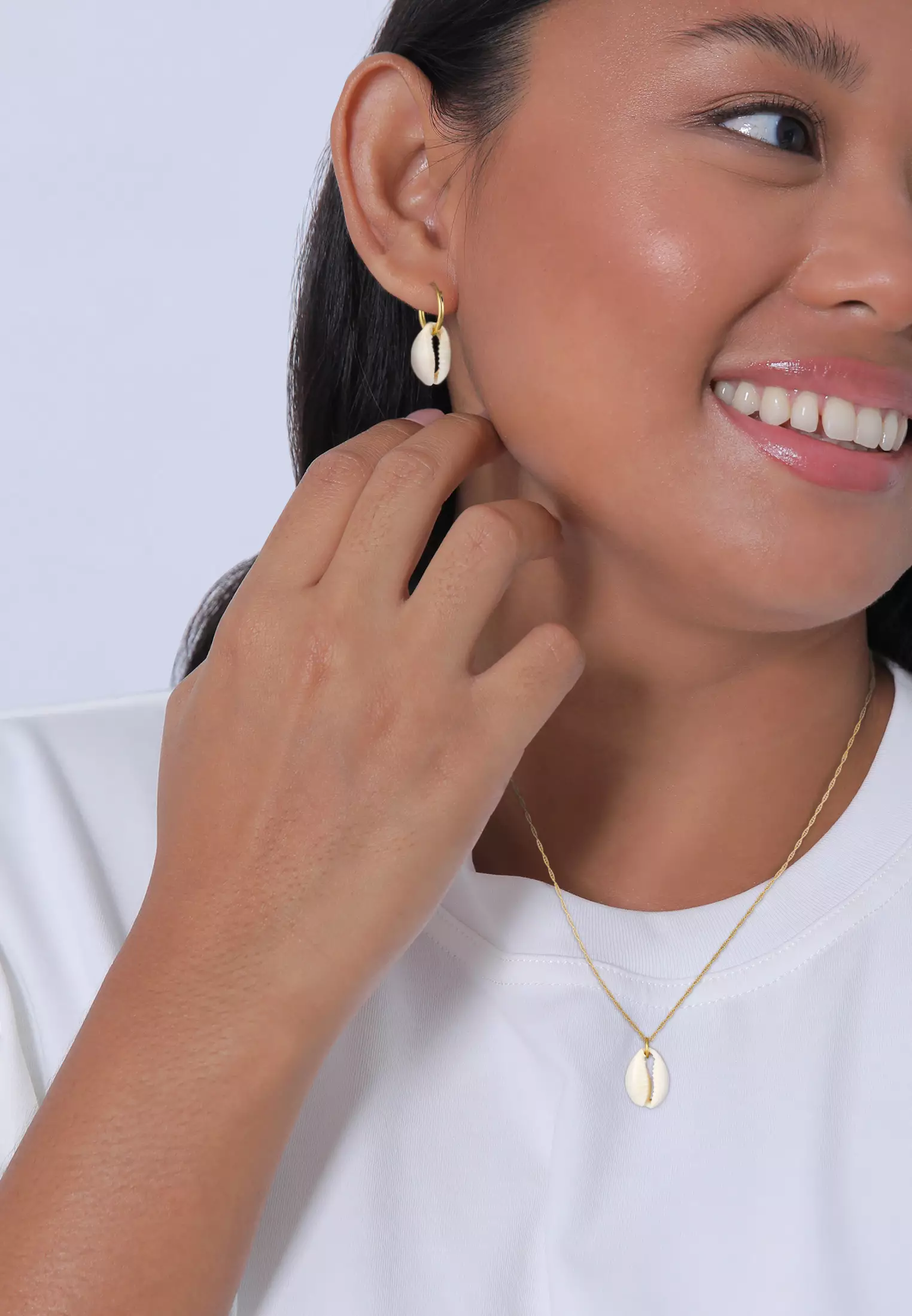 Jewelry Set Kauri Shell Set Ear Hanger Trend Gold Plated