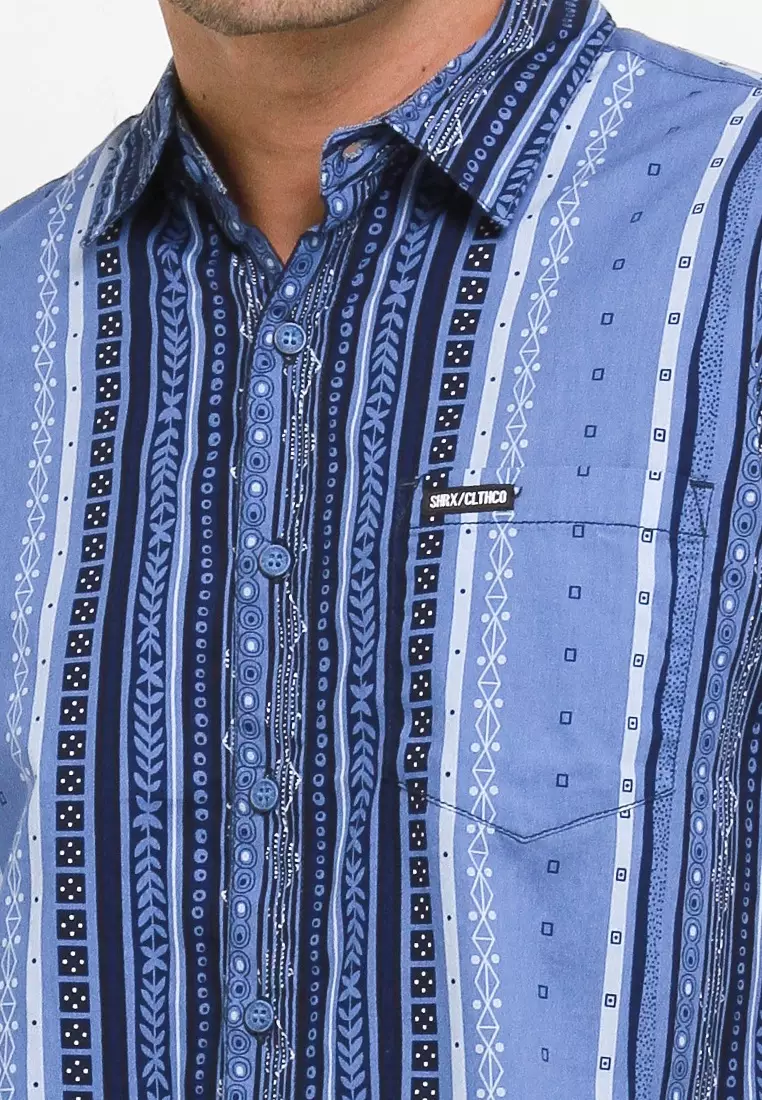 Sharks - Pattern Short-Sleeves Shirt - Blue [SGF1016285II]
