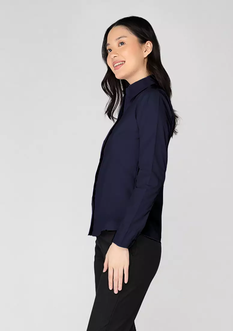 Della Long Sleeve Pinstripe Office Blouse