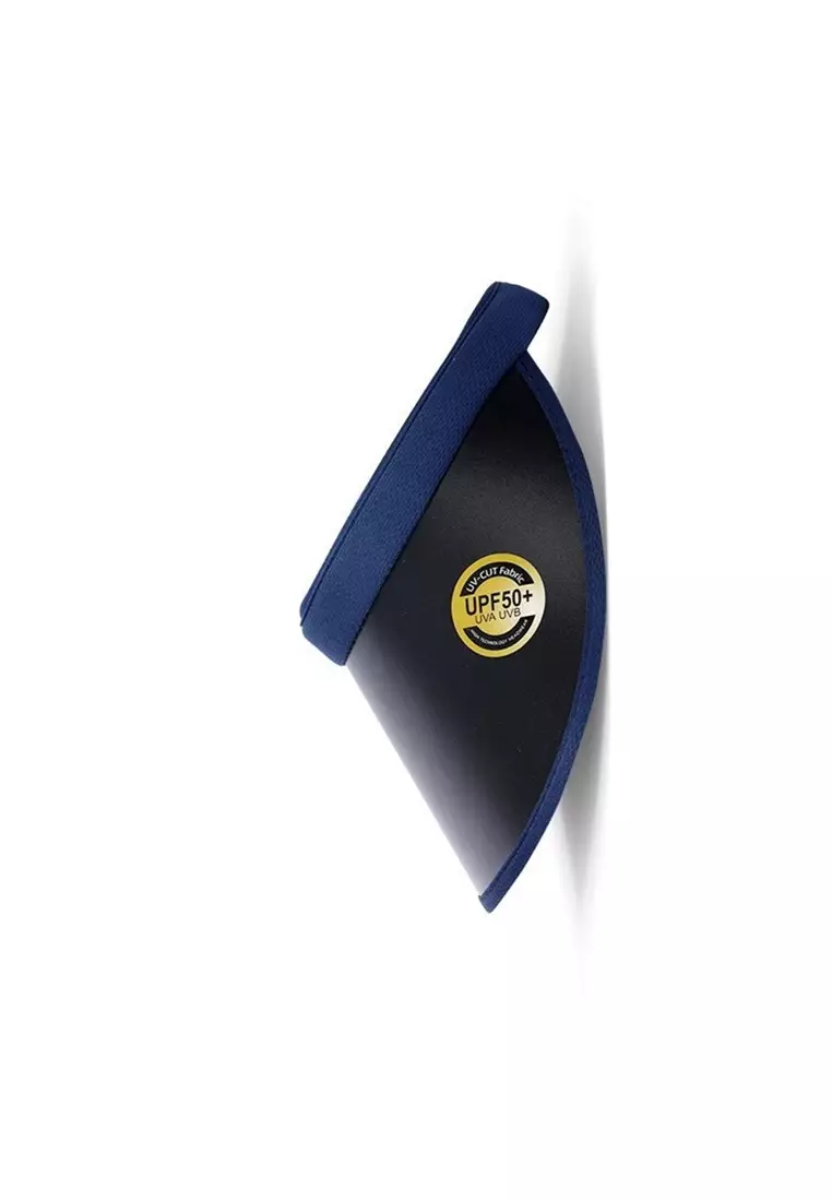 Topi Pantai Anti UV Wanita Sun Visor Hat PVC Breathable S 48-58 cm ORIGINAL - Black/Blue