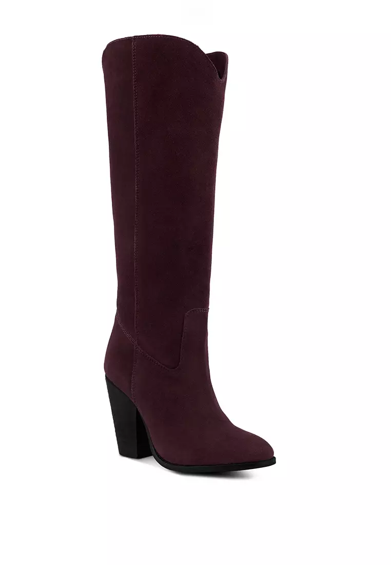 Maroon tall shop boots