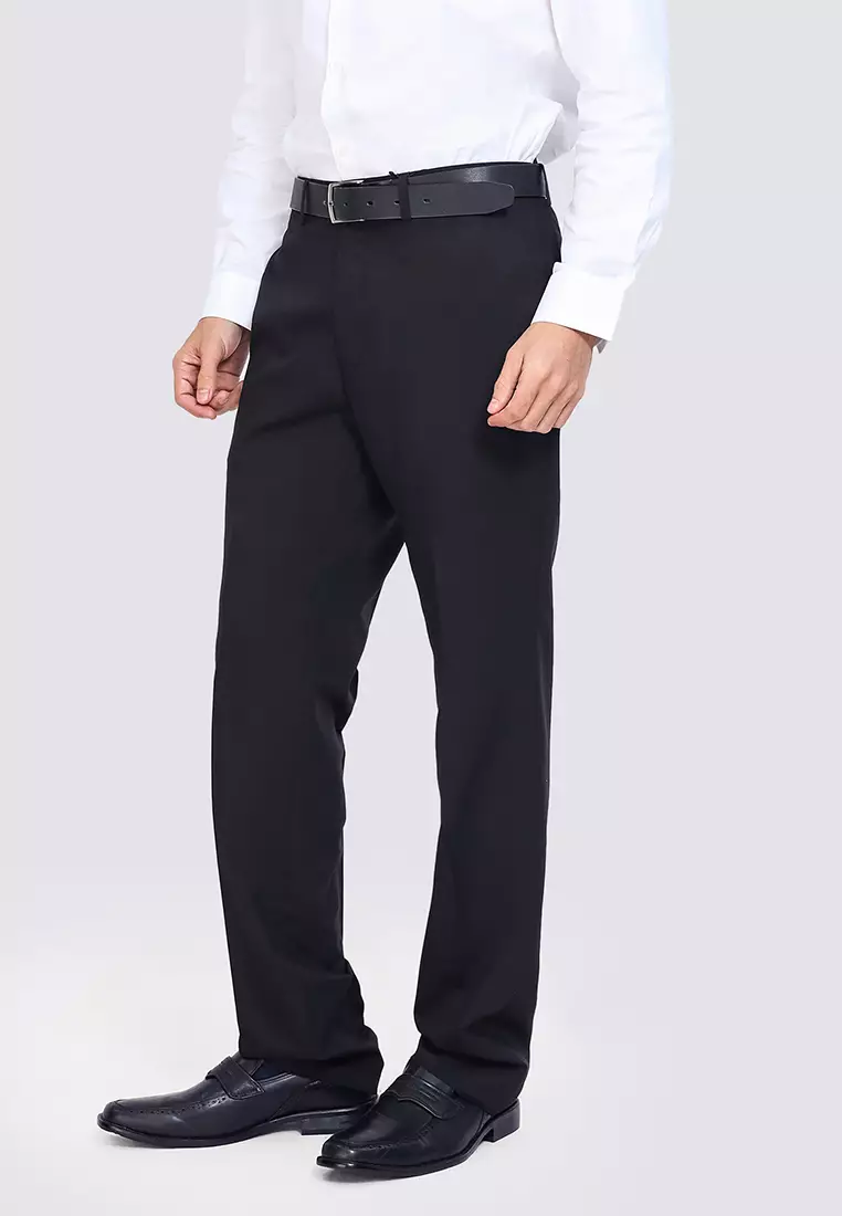 Solid Slim Fit Stretch Trousers