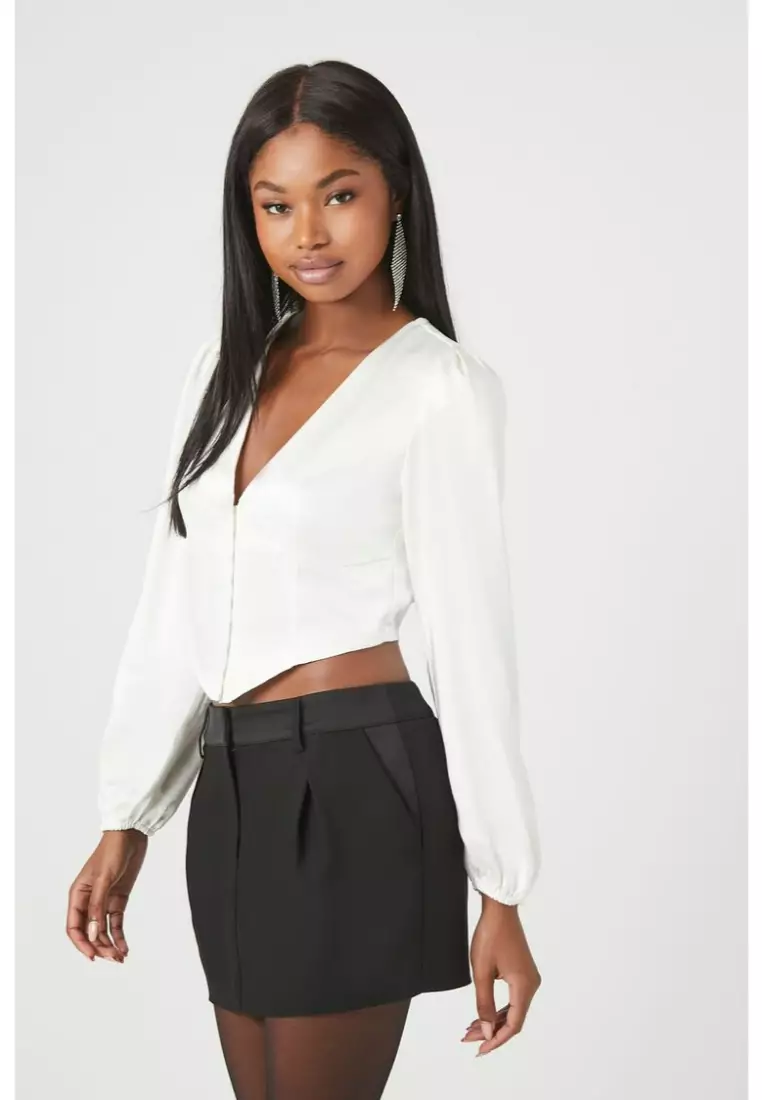 Satin bustier crop top best sale