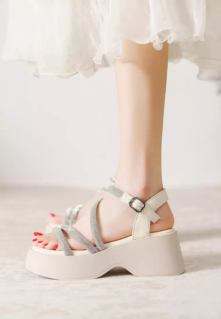 Platform Rhinestone Strap Roman Sandal SB223-5