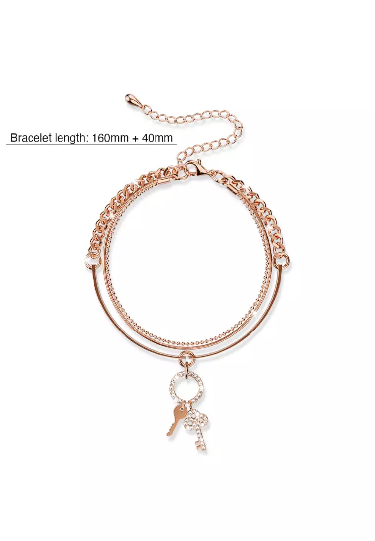 Pixie Key Rose Gold Layered Stainless Steel Bracelet