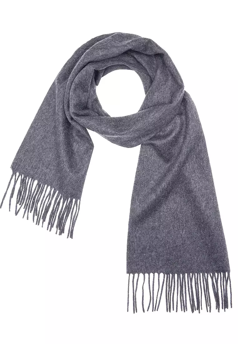 Aksesoris Syal Pria Plain Cashmere 100% Pure Virgin Wool Men's Shawl Dark Grey