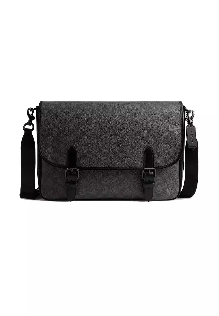 Buy Coach Hitch Messenger Bag In Signature Canvas Charcoal CAH92