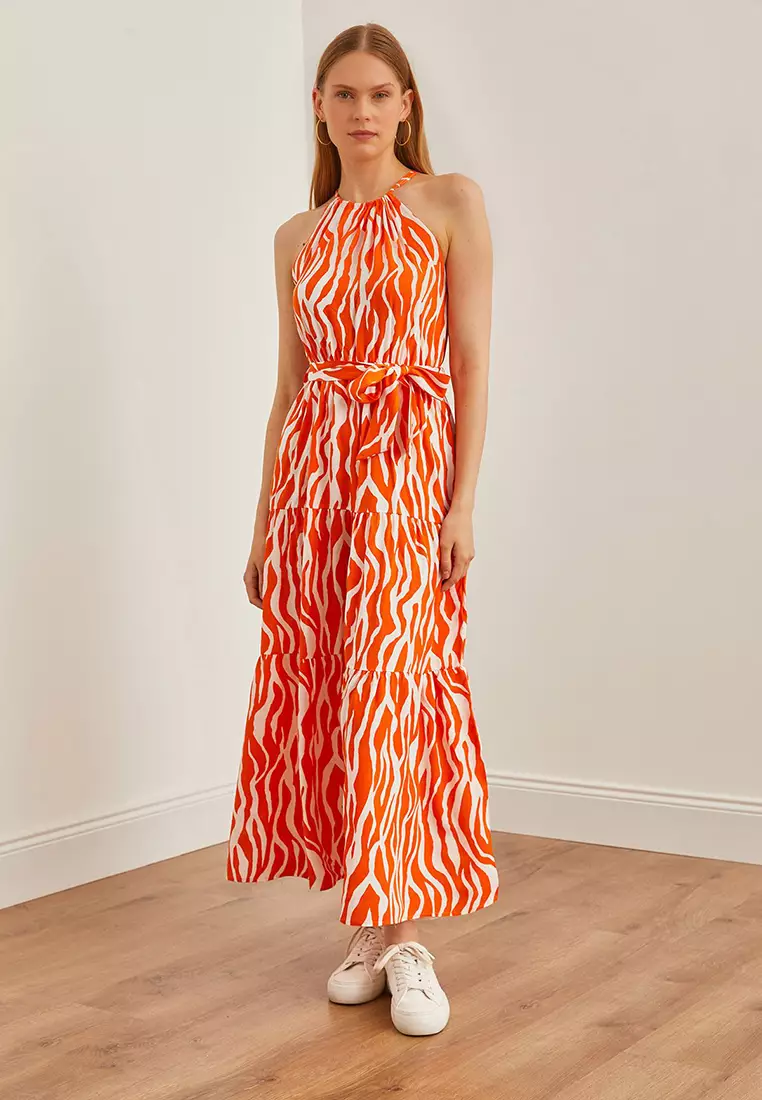 Halter Neck Belted Dress