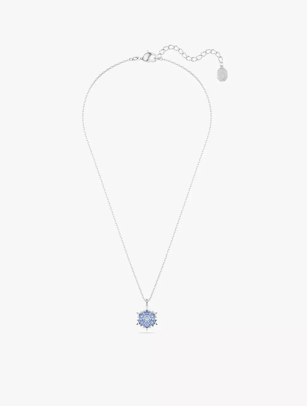 Magic pendant, Snowflake, Blue, Rhodium plated