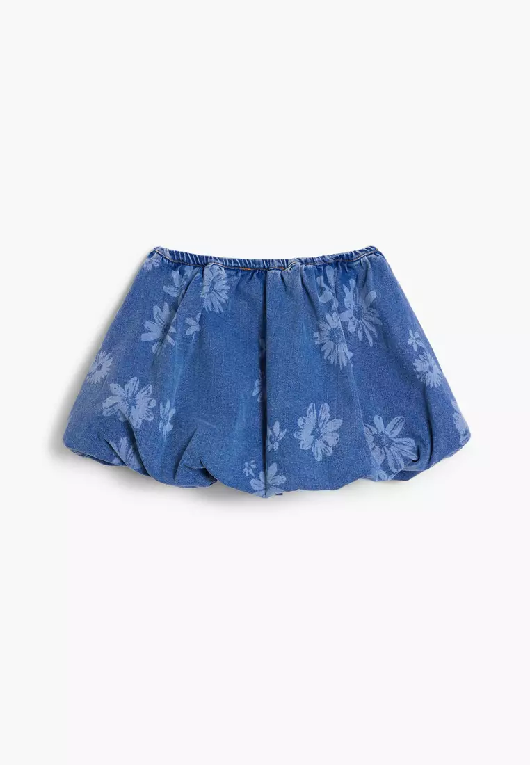 Denim mini bubble skirt