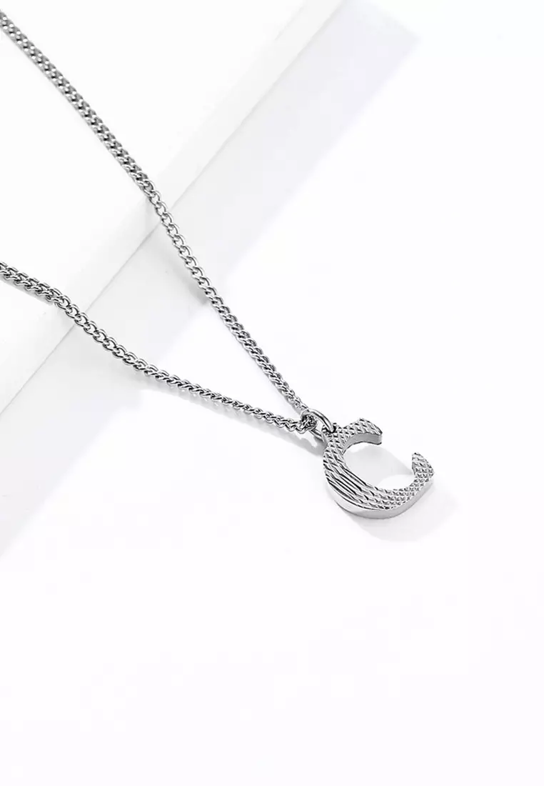 Unisex Design Titanium Steel Alphabet Pendant Necklace JW QF-DZ474