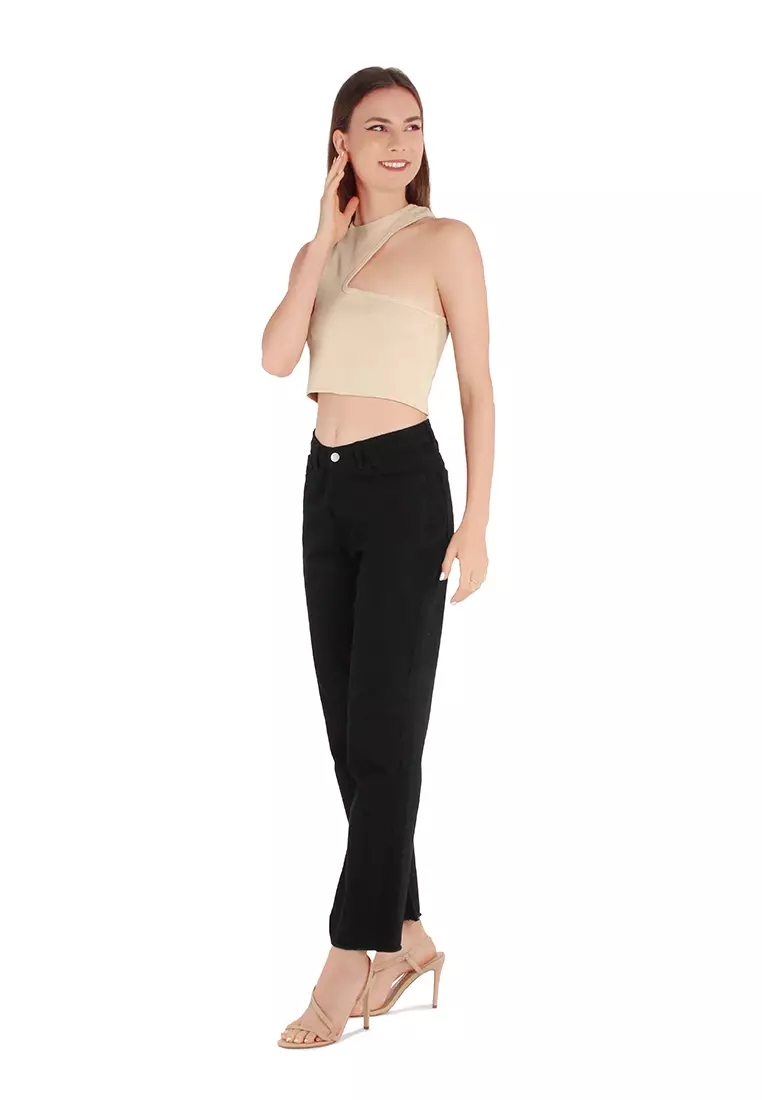 Beige Cut Out Crop Top