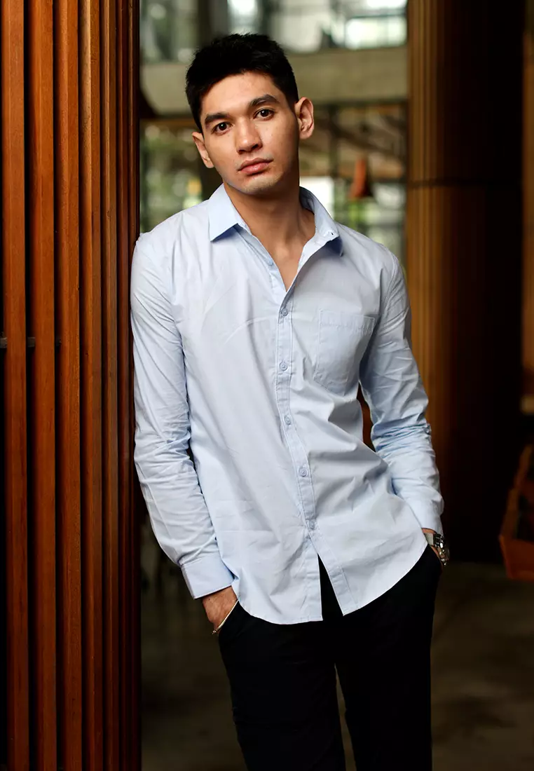 Oxcon Long Sleeve Business Shirt soft cotton Light Blue