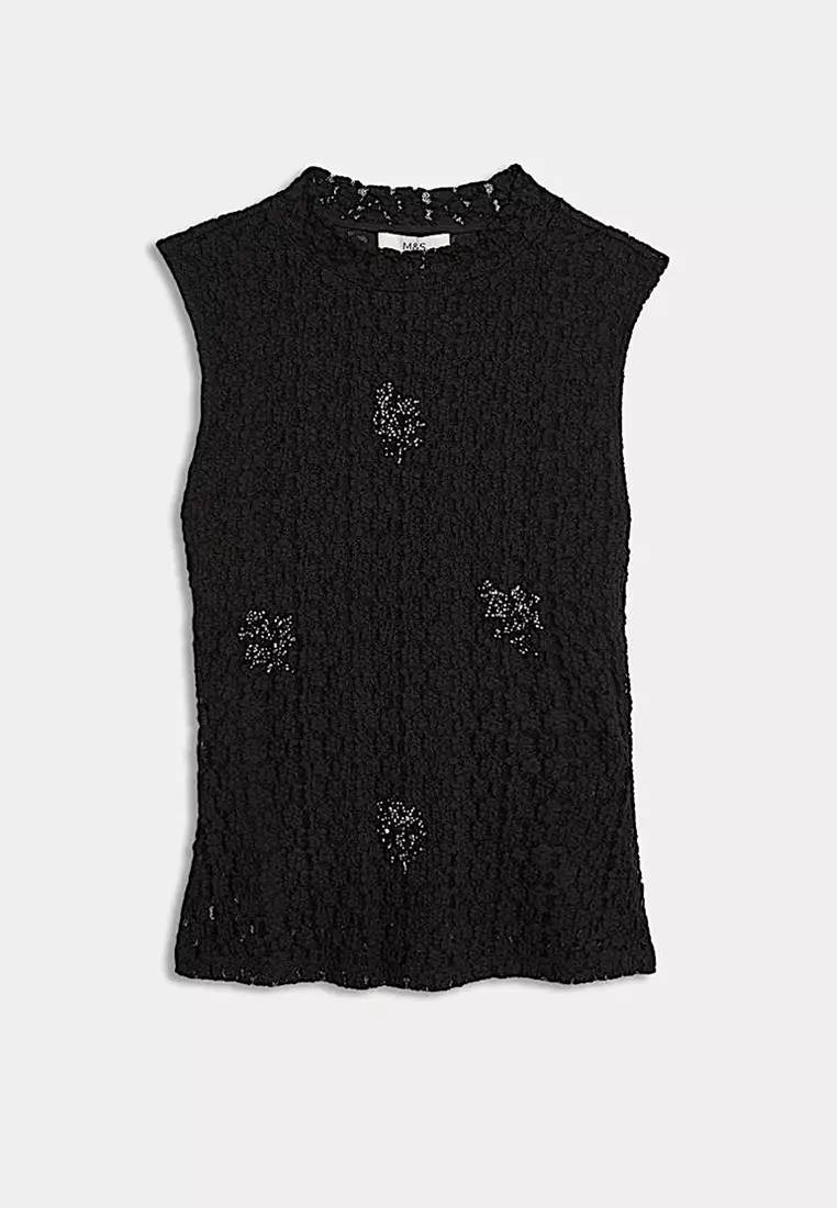Jersey Lace Embellished Top