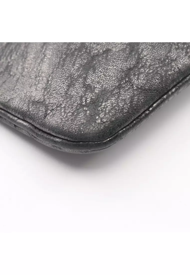 Pre-Loved Chrome Hearts cross patch Zipper change purse coin purse leather black