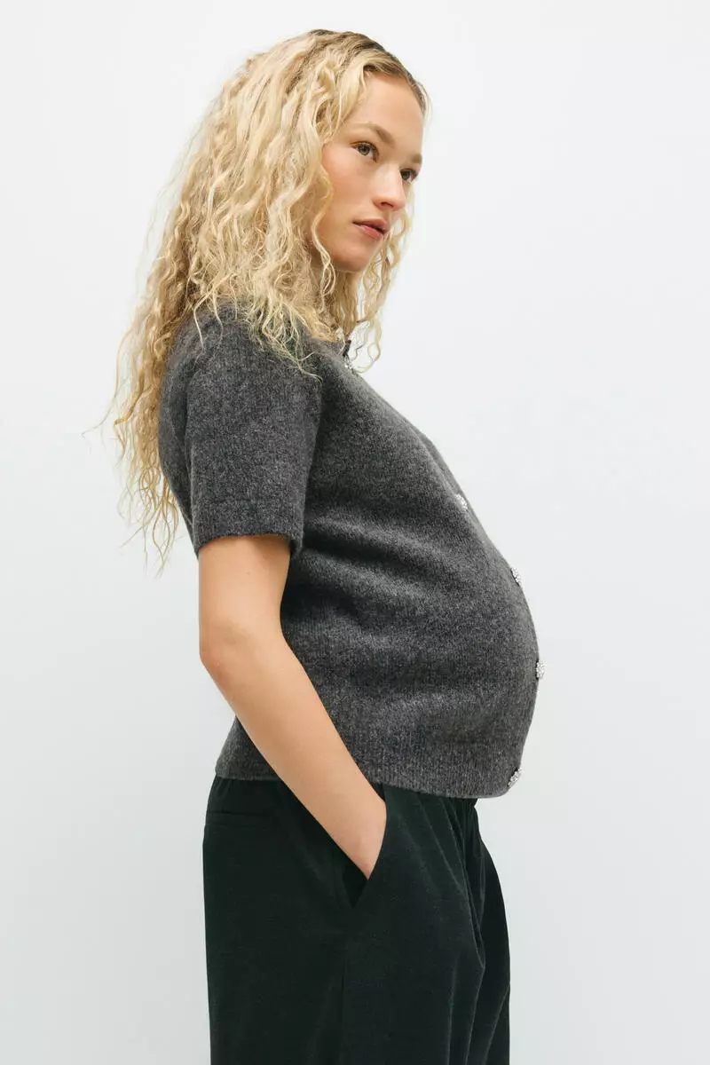 MAMA Rhinestone-button cardigan