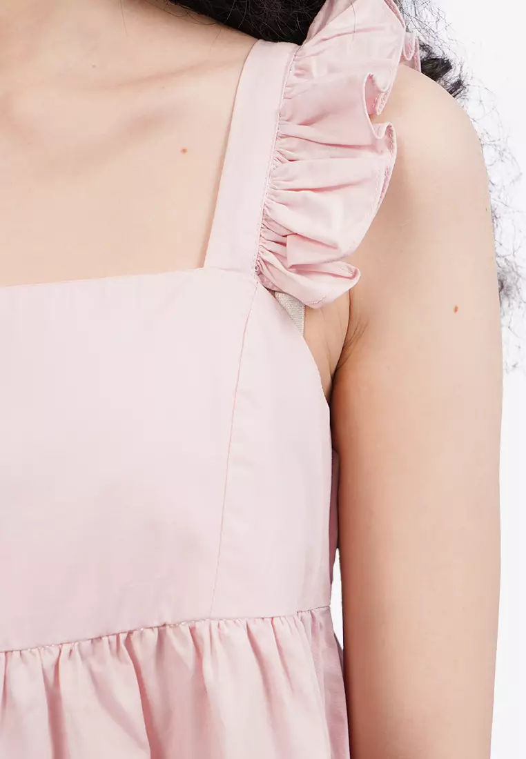 Sleeveless Mini Dress with Frills Strap